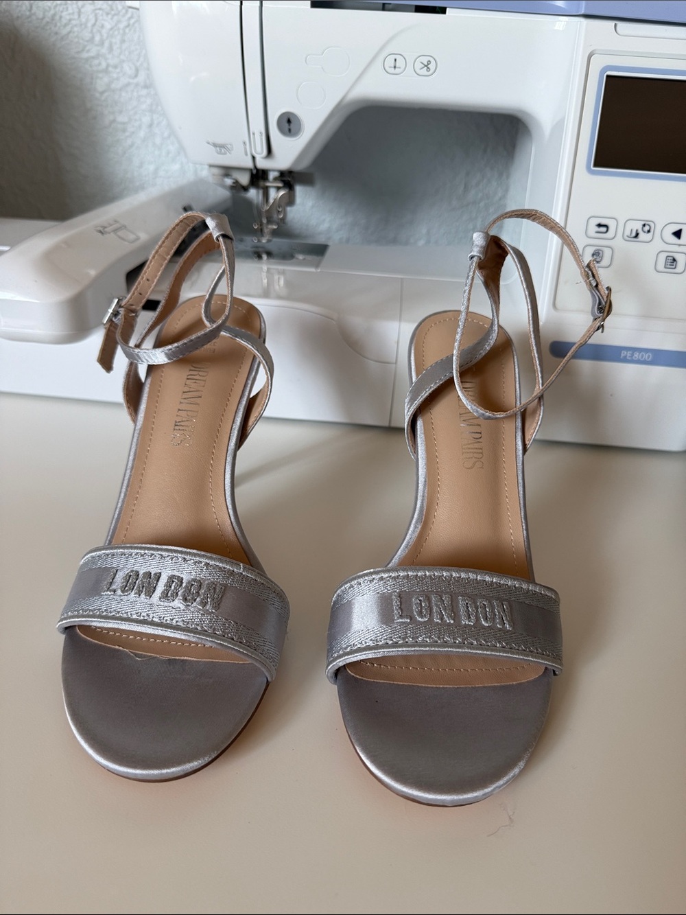 Dream Pairs Metallic Silver Ankle-Strap Heels